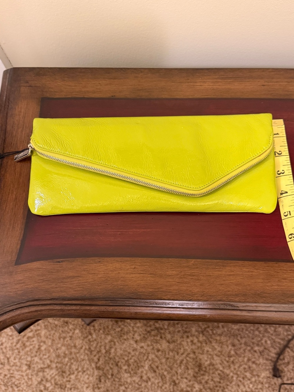 HOBO Neon Yellow Envelope Clutch with Diagonal Zip